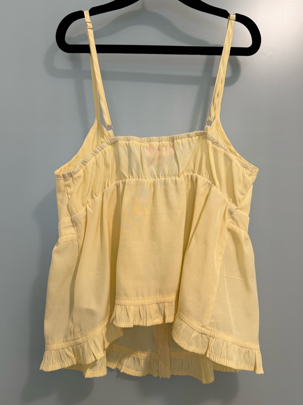 Edikted Light Yellow Ruffle-Trim Button Cami Halsey Ruffle Tank Top - Picture 5 of 6